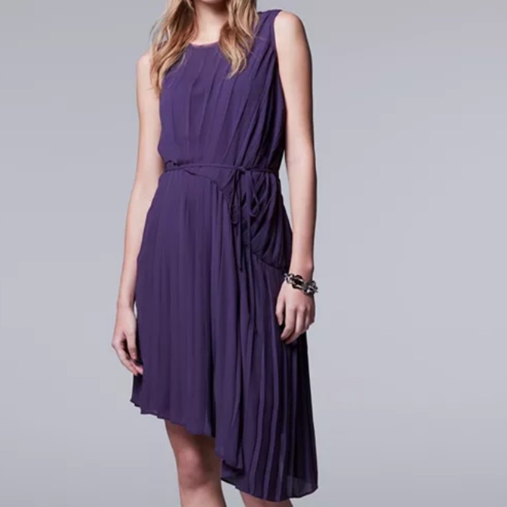 SIMPLY VERA VERAWAG PURPLE ASYMMETRICAL DRESS